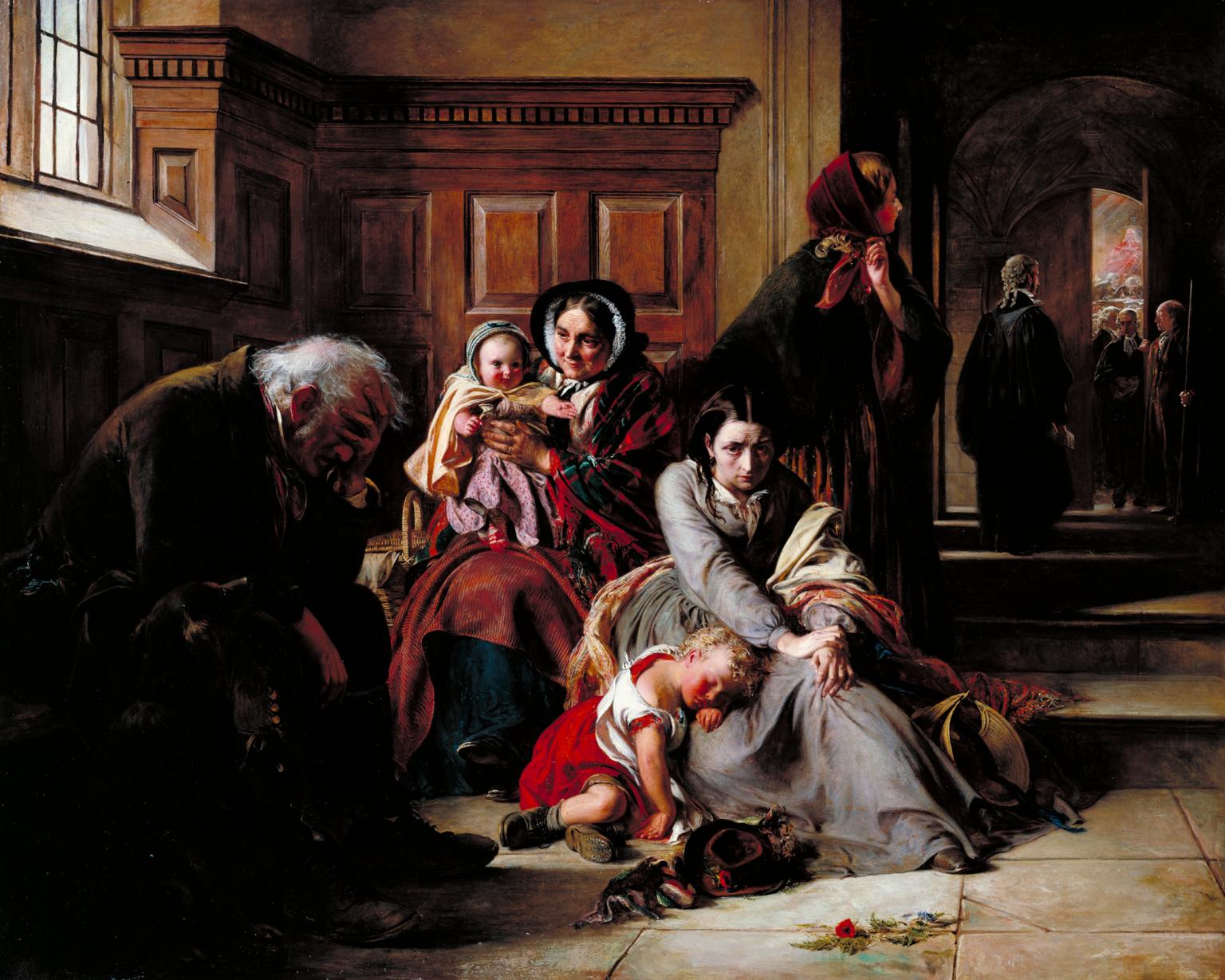 1857 painting by Abraham Solomon, depicting a family in distress, waiting to hear the verdict in a court case.