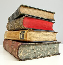 A stack of old books.
